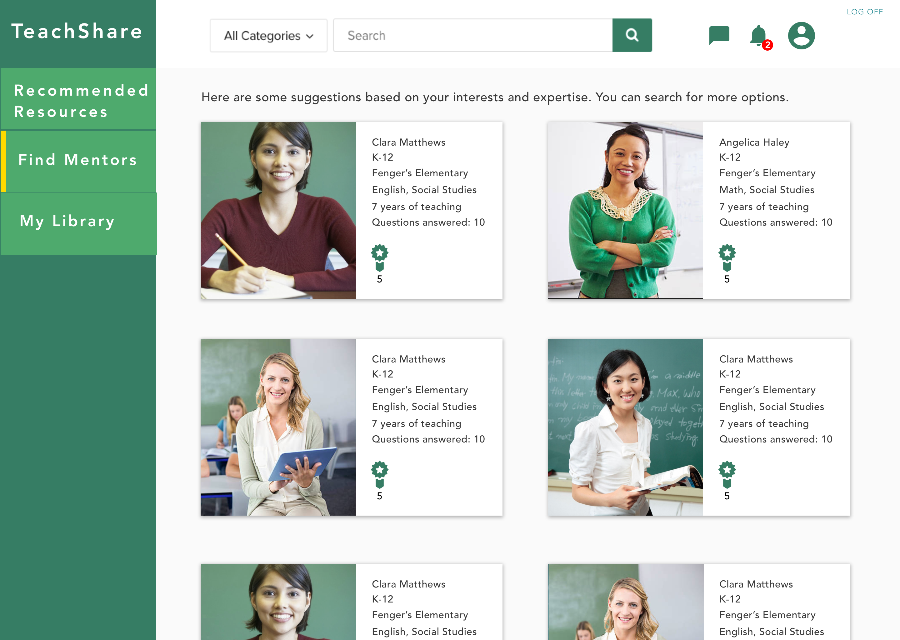 Find mentors Page Prototype